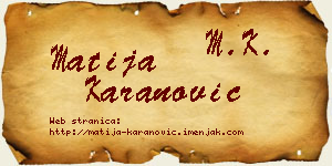 Matija Karanović vizit kartica